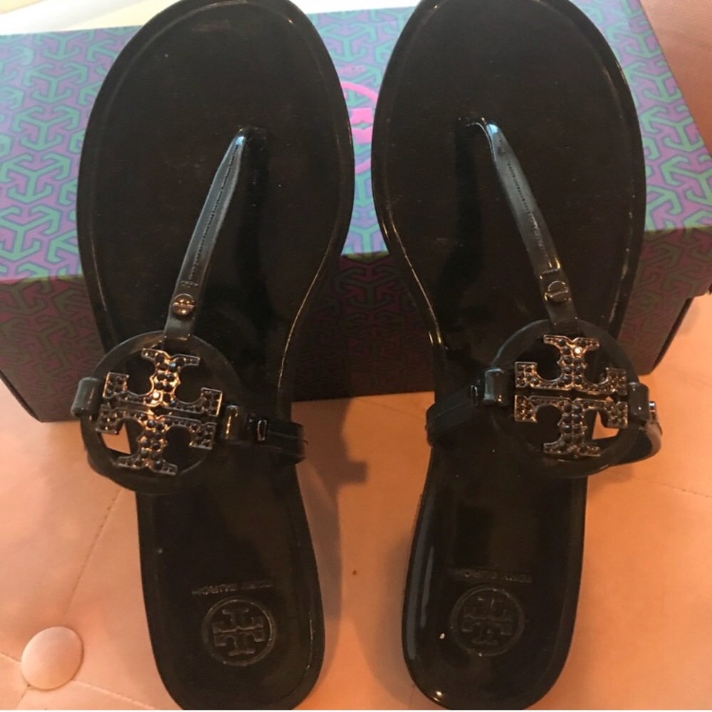Black Tory Burch jelly thong sandal